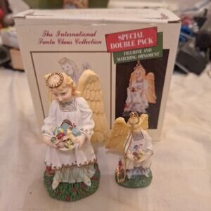 Angel Figurine with Matching Ornament International Santa Claus Collection 1992